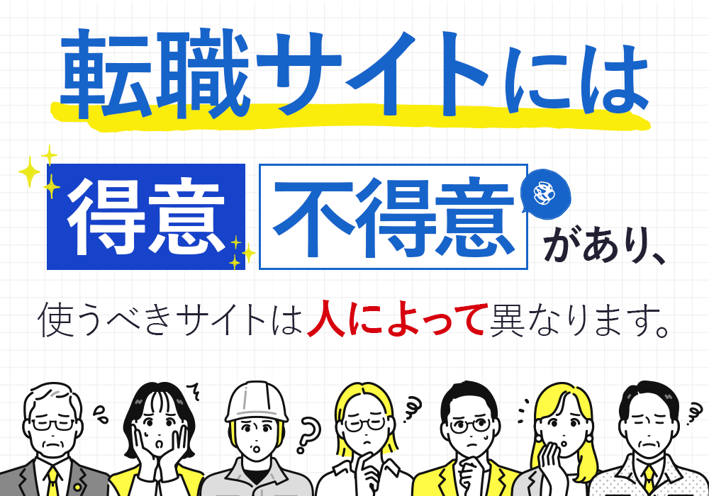 転職サイトには得意・不得意があり、使うべきサイトは人によって異なります