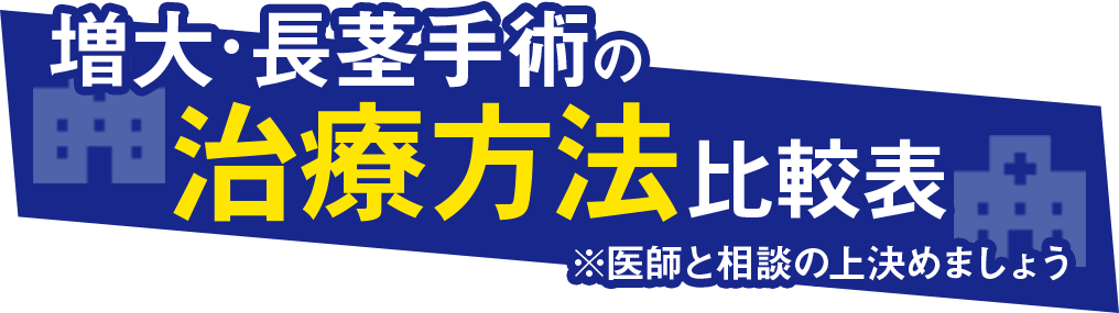 包茎の治療方法比較表※医師と相談の上決めましょう