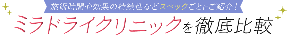 ミラドライクリニック3選