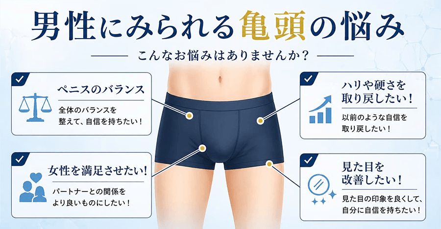 男性に見られる亀頭の悩み