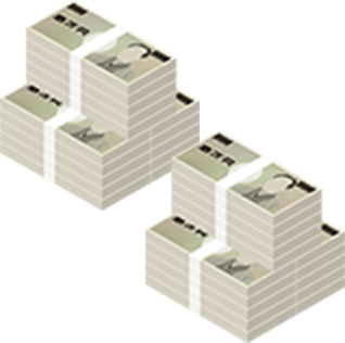 お金の山が二つ