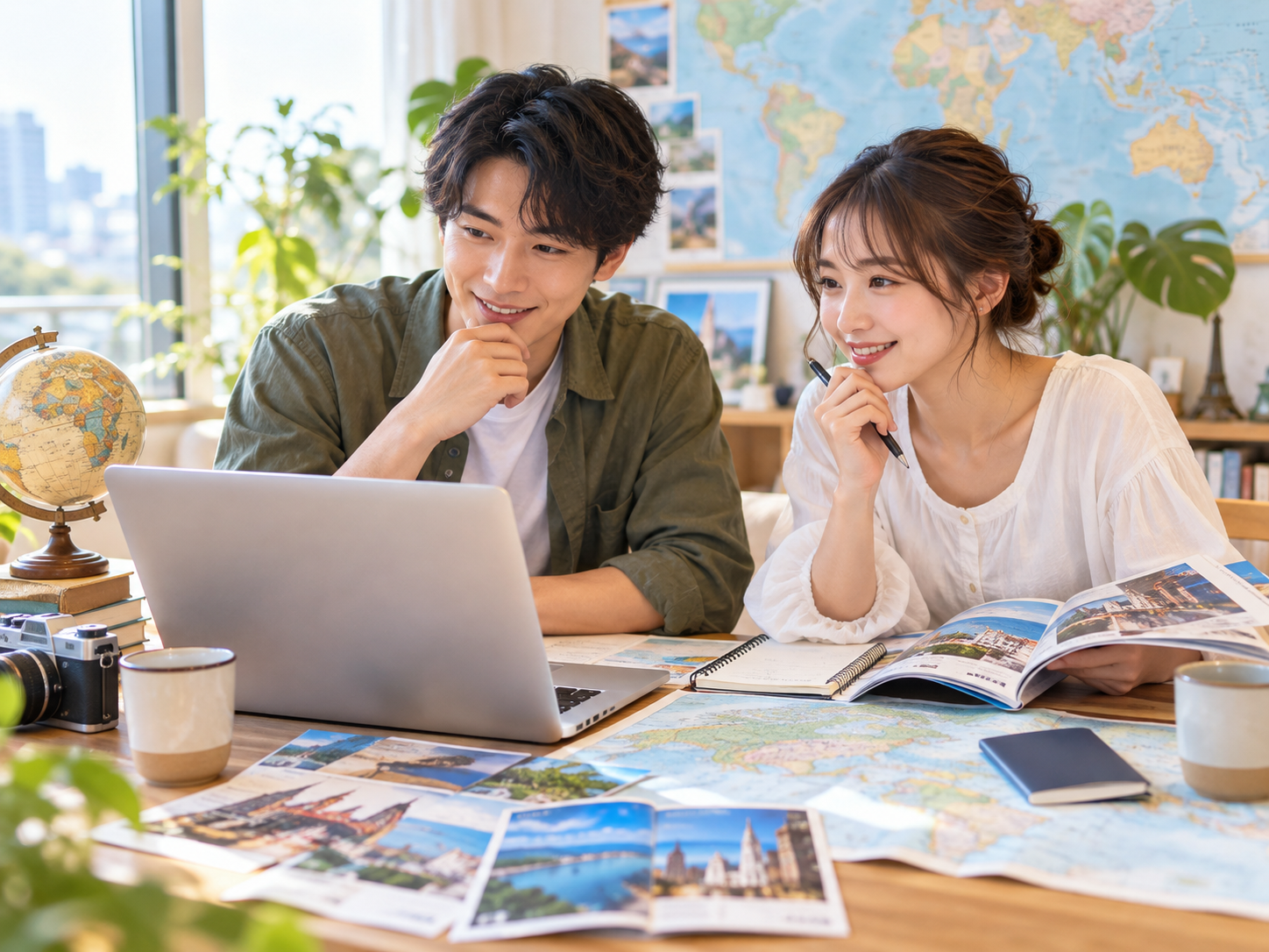 海外への渡航を検討している男女