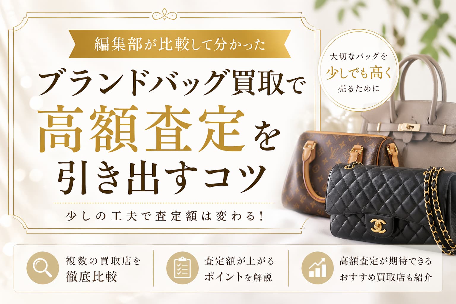 編集部が比較して分かった。ブランドバッグ買取で高額査定を出すコツ