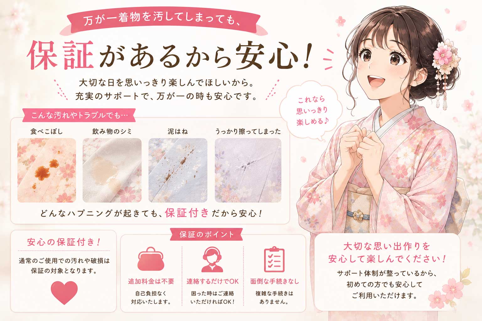 着物レンタルは保証も大事