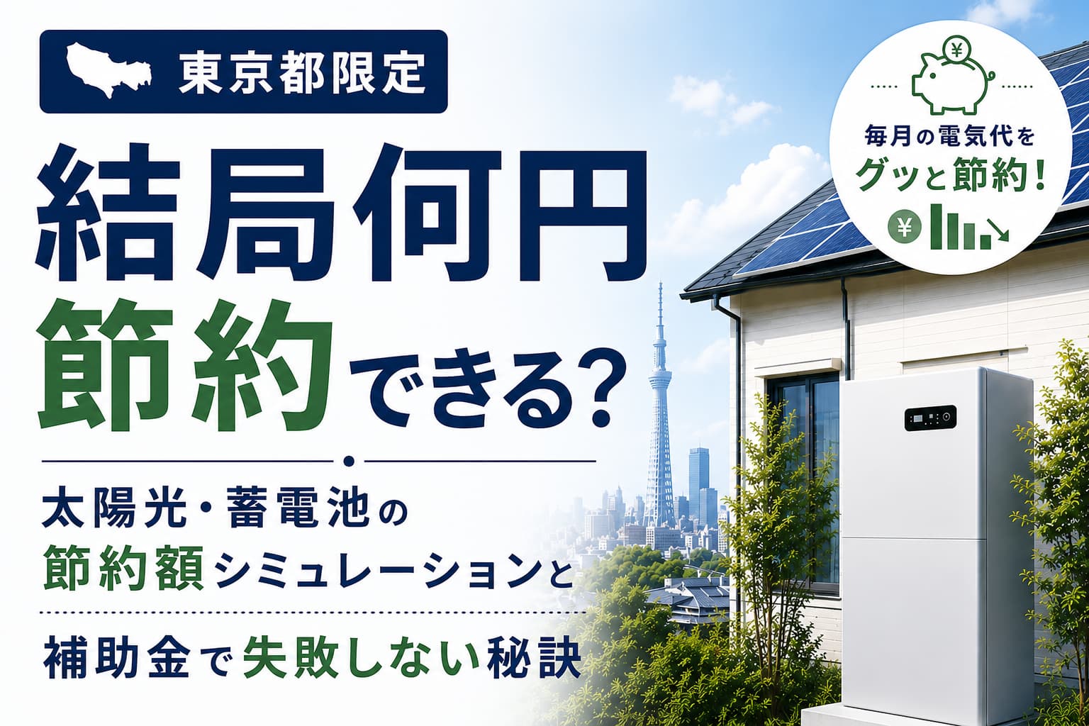 【東京都限定】結局何円節約できる?蓄電池の節約額シミュレーションと補助金で失敗しない秘訣