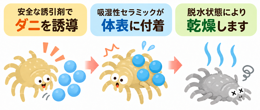 ダニのミイラ化イメージ