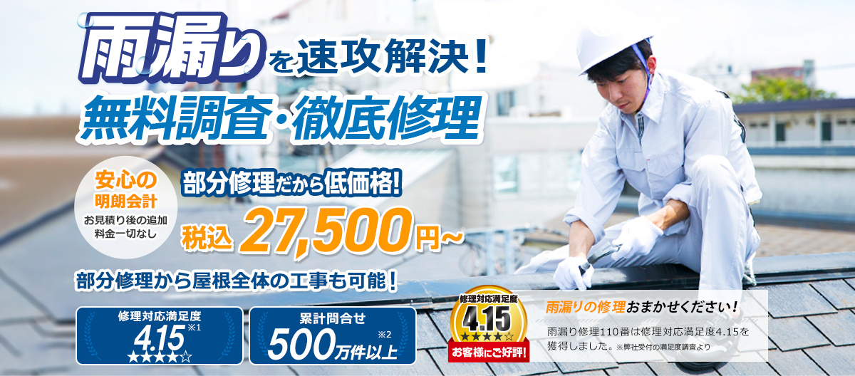 雨漏り修理110番公式サイトを見る